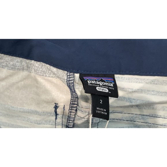 New Patagonia W's Wavefarer Boardshorts 5" Stripe Texture Tidepool Blue Sz 2 - Picture 7 of 9